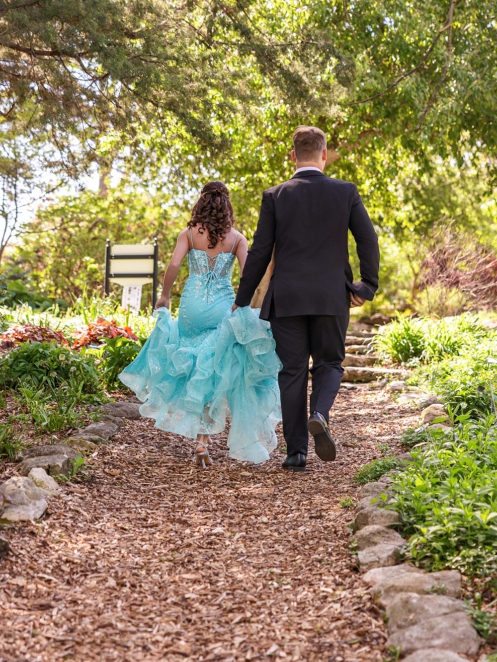 Aqua Sequined Ruffled Mermaid Prom Gown - Picture 8 of 8